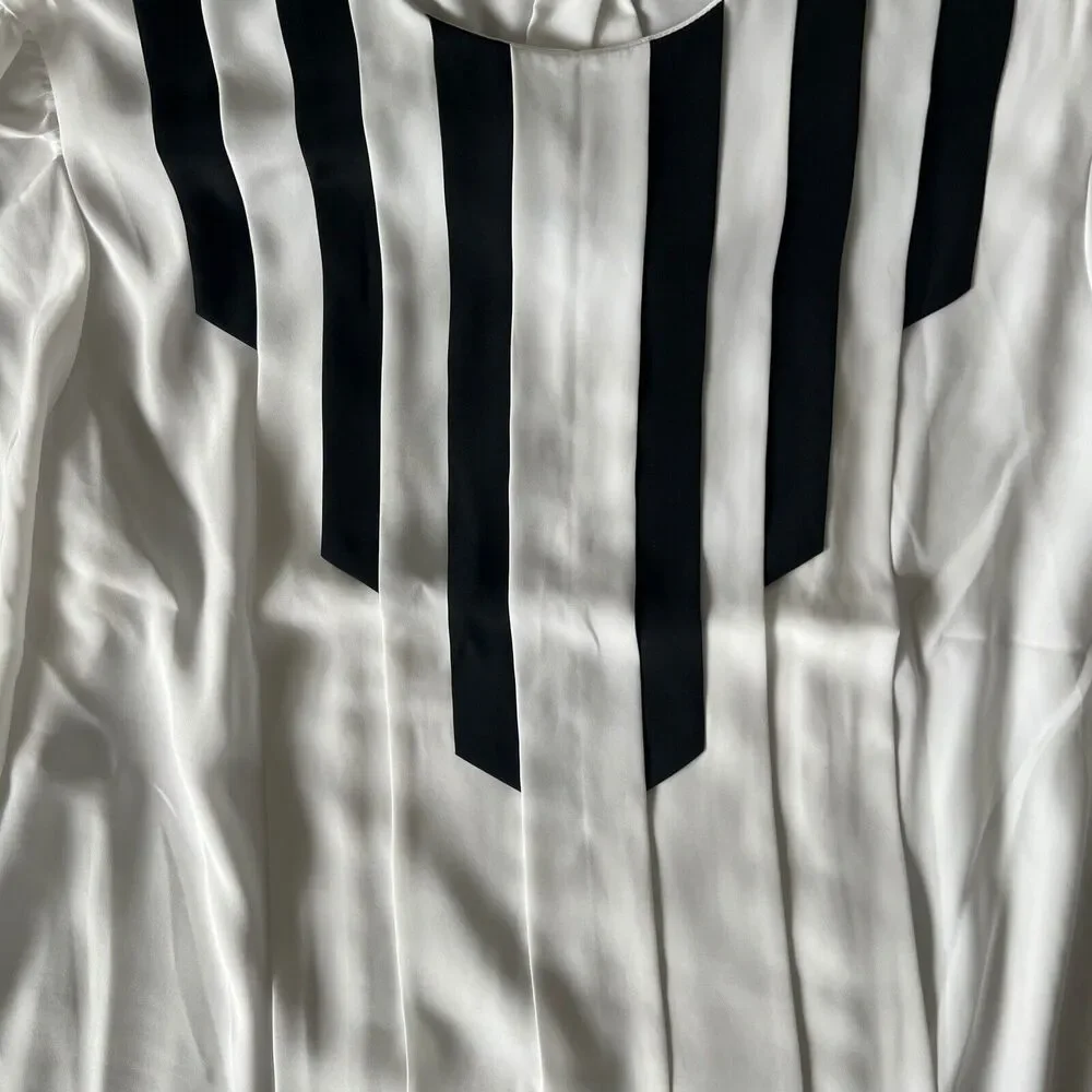 LLOYD WILLIAMS Vintage 90s Womens 36 Satin Ruffle Relax Fit Button Back Blouse - Picture 4 of 9